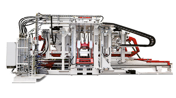 HESS RH 1500-4 machine detail showing the main frame and guide columns.