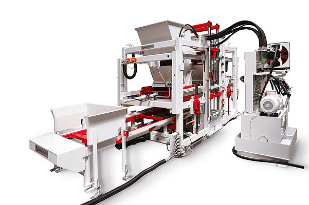 HESS RH 500-3 machine overview showing the complete assembly with filling unit and vibration system.